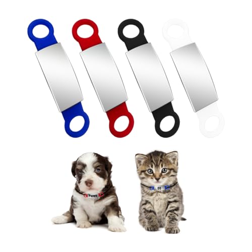 WELANE Pet ID Tags, 4 PCS Slide-On Pet Tags for Dogs, Cats (1.5 x 6.5cm/0.59 x 2.55in)