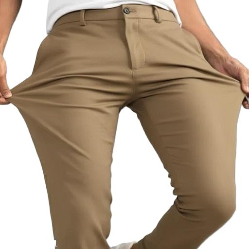 Men’s Regular Fit Khaki Stretchable Trousers – Expandable Waist Formal Pants | Skin Friendly-picture-45