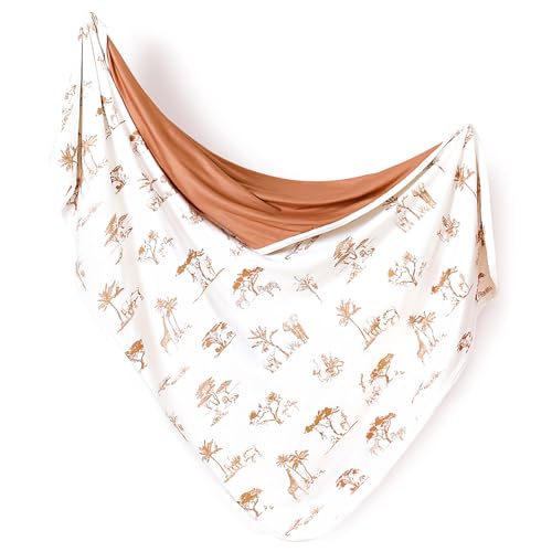 Image of GRSSDER Baby Blankets Super Soft Stretchy Jersey Knit Swaddle Blanket for Baby Girls, Stylish Double Layer Receiving Blankets 34 x 44 Extra Large for Swaddling, Elk Animals