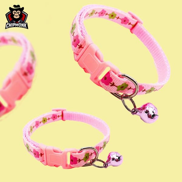 CHIPMONK Set of 3 Cat & Puppy Collar with Bell,Kitten & Small Dogs Soft Adjustable,Solid & Protective Breakaway for Cats & Puppies,Cute Kitty Neckband with Sun Flower Print-(Red,Yellow,Pink),12x1 cm 3