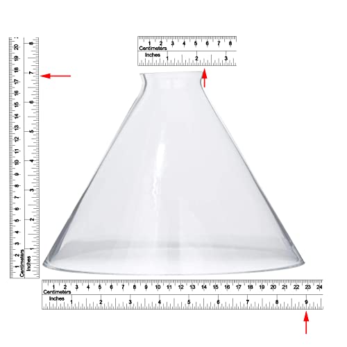 Image of B&P Lamp Clear Glass Deep Cone Shade with 9 Inch Bottom Diameter and 2 1 /4 Inch Top Lipped Fitter