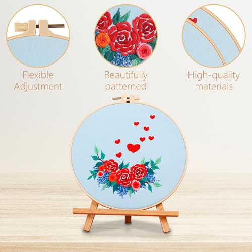 Image of Loyisal Embroidery Kit for Beginner Adults, Adult DIY Hand Embroidery Set, Ideal for Valentine's Day and Home Decorations (Flower)