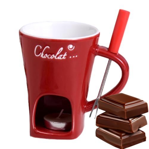 Genérico Taza Fondue Chocolate – Cuenco de cerámica, dispositivo de calefacción seguro, pequeño accesorio delicioso para golosinas dulces gourmets, utensilio práctico mesa fiesta recepción cocina