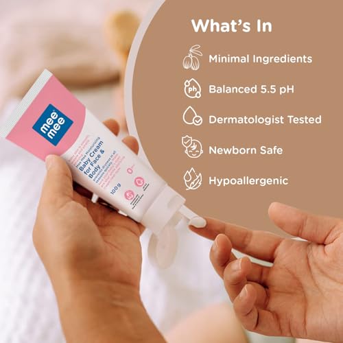 Image of Mee Mee Moisturizing Baby Cream For Face & Body, Shea & Cocoa Butter, 24 Hrs Moisturization - 100 g