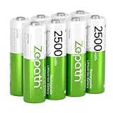 Zepath Lithium Batteries aa 8 Pack 2500mWh High Power Rechargeable aa Batteries Lithium 1.5V Rechargeable Li-ion Batteries aa 1200+ Cycles(8Pack-2500mWh)