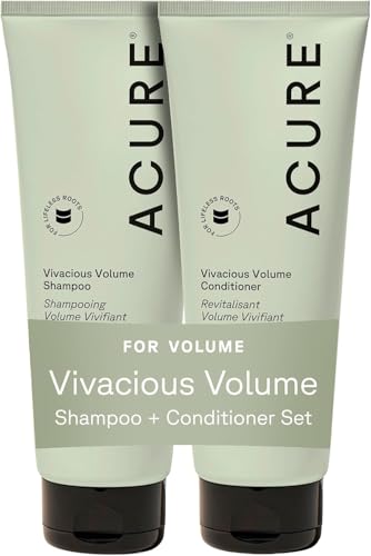 Acure Vivacious Volume Shampoo and Conditioner Set - Thickening & Volumizing Hair Care for Thick Full Locks Boost for Thin Fine Hair Sulfate Free Paraben Free Vegan - 8 fl oz (Pack of 2)