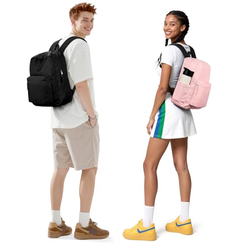 ZORFIN Black Backpack for School Work Travel: Lightweight Bookbag for Girls and Boys - Water Resistant Backpacks for Men and Women2