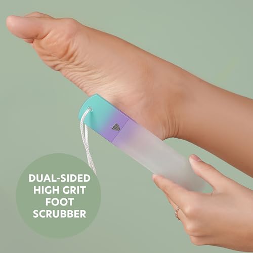 BONA FIDE BEAUTY Czech Glass Dual-Sided Glass Foot File, Scraper, and Rasp. Luxurious Self-Care Gift for Women