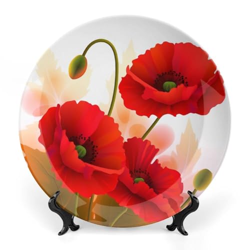 Plato decorativo Bone China Poppy Flowers 6 pulgadas miniatura 1