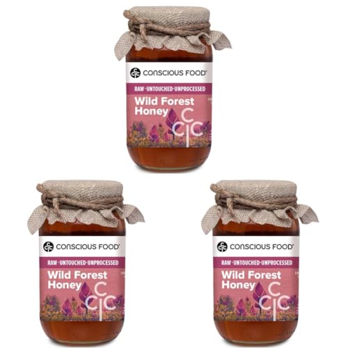 Image of Conscious Food Wild Forest Honey | 500g | 100% Raw, Pure and Natural | Unprocessed & Unpasteurized Honey | Value Pack (Pack of 3)