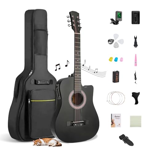 Set de guitarra eléctrica. Guitarra eléctrica de 38 pulgadas, cuerpo de madera de tilo, con ecualizador...