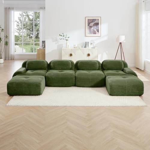 Image of Corduroy Modular Sectional Sofa, Oversized Cloud Couches for Living Room