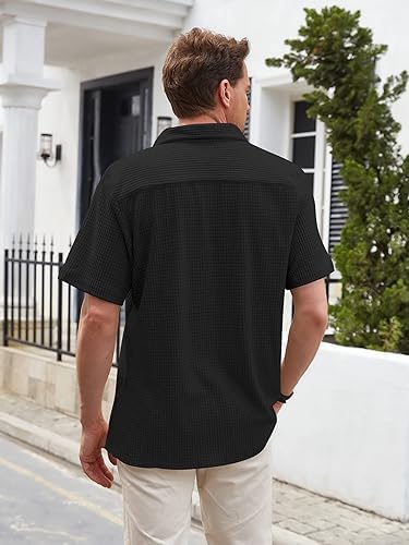 Image of ColorChakra Mens Waffle Knit Polo Tshirt Collar Knitted Shirt for Men M to 3XL