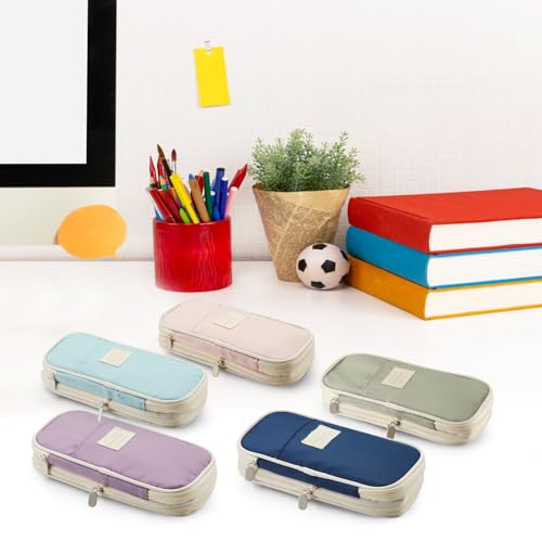 Image of Sonuimy Large Capacity Pencil Case Pouch, Cute Aesthetic Big Capacity Zipper Pencil Cases Pen Portable Office Stationery Makeup Bag, Desk Organizer for College Adults Women Men- Green