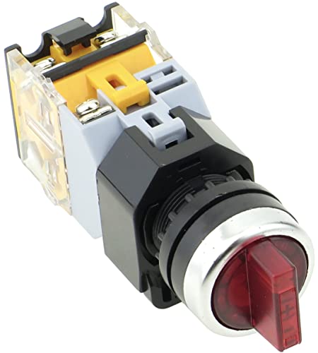 Yuco Yc-Ss22Pma-I3R-1 Illuminated Selector Switch 22Mm 3 Position Maintained 24V Ac/Dc With 2 Normally Open Contact Blocks (Red) #TOP6