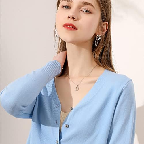 Cardigan Donna Cotone,Cardigan Lavorato A Maglia Da Donna Casual Corto Tinta Unita Bottone Con Scollo A V Aperto Davanti Maglioni Cardigan Autunno Inverno Classico Basic Manica Lunga Maglia Capispal