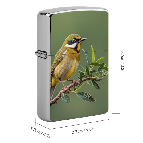 Funda retro para encendedor metálica estilo pájaros verde oliva miniatura 2