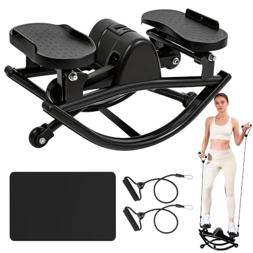 Image of Rock Stepper - Steppers for Exercise at Home, Portable Stepper Side to Side with Digital Display & Resistance Bands, 330 LBS Capacity Full Body Workout Low-Impact Knee-Friendly 3D Stair Stepper