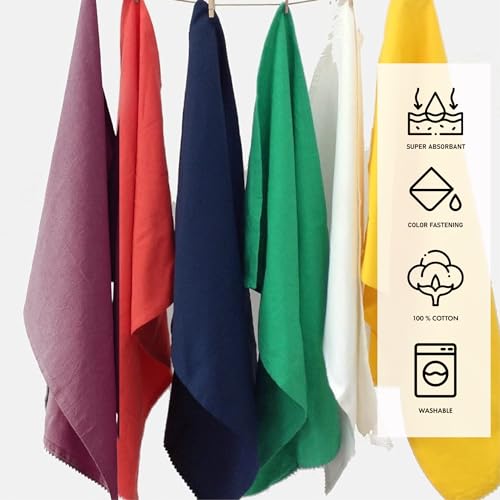 Image of TARAN LIVING Kitchen Towels 100% Cotton Dish Cloths, Hand Towel, Dish Towel for Cleaning & Drying Tea Towels Set with Hanging Loop - 18 inchx 28 inch, Pack of 6, for DIY, Christmas, Thanksgiving, Valentine.