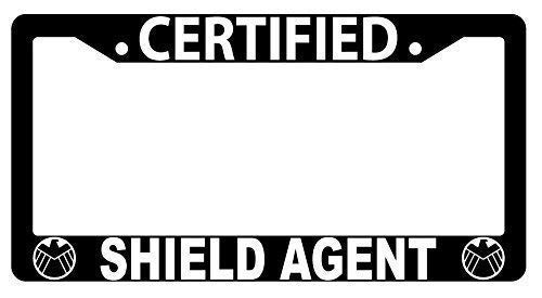 JUCHen Waterproof Metal License Plate Frame 2 Holes Aluminium License Plate Frame, 12 x 6 inch, Certified Shield Agent