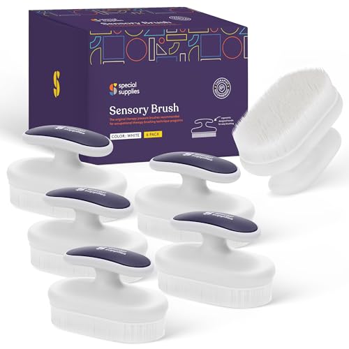 Special Supplies Sensory Brush Therapressure Therapy Brush for Occupational and Sensory Brushing, Stimulating, Calming Tools for Kids and Adults, Soft Flexible Bristles, Latex Free (6 Pack)