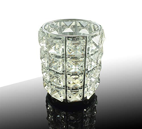 Makeup Brush Holder,Crystal Makeup Brush Organizer,Bling Bling Vanity Organizer (Silver Color)