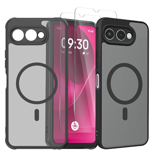 NEWZEROL Magnetische Hülle + 2 Stück Displayschutzfolie Kompatibel für Telekom T Phone 3 [Kratzfest] 9H Hochauflösend Displayschutzfolie aus Gehärtetem Glas und Stoßfeste TPU Hülle
