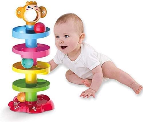 JBM ENTERPRISE Layer Ball Drop and roll Ball Activity Centre 5 Layer Ball Drop and Roll Swirling Tower Shape Sorter Educational Monkey Toy Set for Baby and Toddler 1-3 Years (Multicolour)