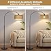 Rattan Floor Lamp, Arc Floor Lamps for Living Room, Farmhouse Standing Lamp with Adjustable Hanging Fabric Shade, Tall Pole Lamp with Foot Switch, Over Couch Arched Reading Light for Bedroom, Office