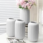 Vase Weiß, Keramik Vasen Deko - Weiße Vase Modern für Pampasgras, Minimalistische Heimdekoration Boho Nordic Vasen für Home Wohnzimmer Esstisch Büro Deko, Blumenvase Zimmer Deko für Geschenk – Bild 5