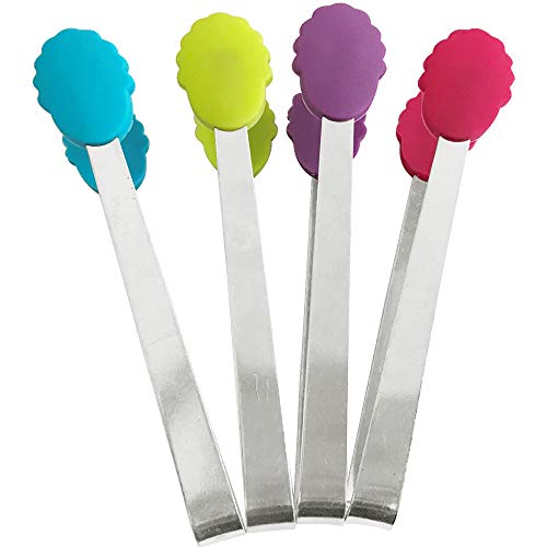 4 pièces mini pince à nourriture en acier inoxydable multifonctions mini pinces petites pinces en silicone gadgets de cuisine pour bonbons, biscuits, cube de glace