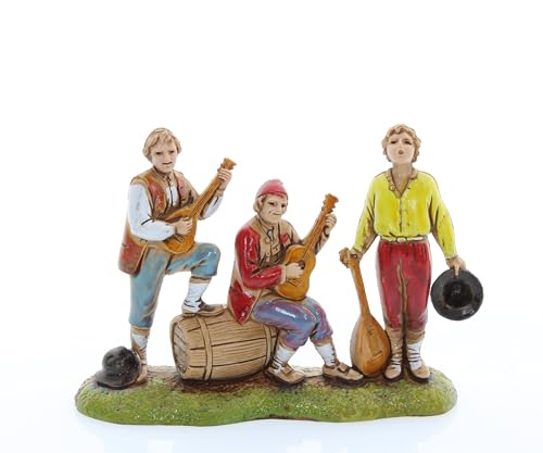 Moranduzzo Musiciens pour Crèche de 6 cm Échelle 1:32 – Mini 6 – Figurine Incassable, Style '700, Peinte à la Main, Sculpteur M. Landi, Fabriqué en Italie