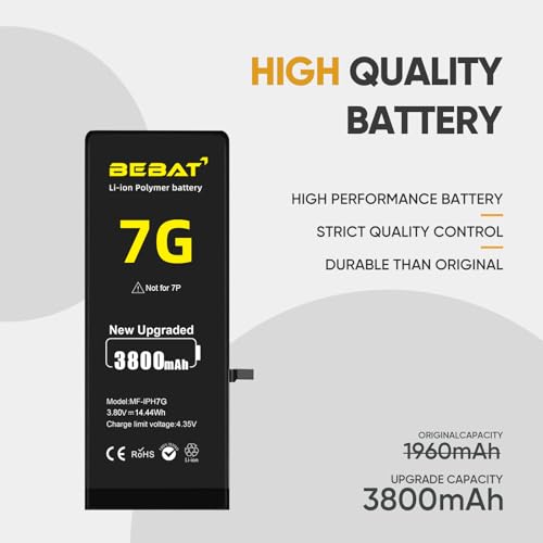 Image of Replacement for iPhone 7 Battery, 3800mAh High Capacity Li-ion Polymer Replacement Battery for Model (A1660 A1778 A1779) with Professional Repair Tool Kits