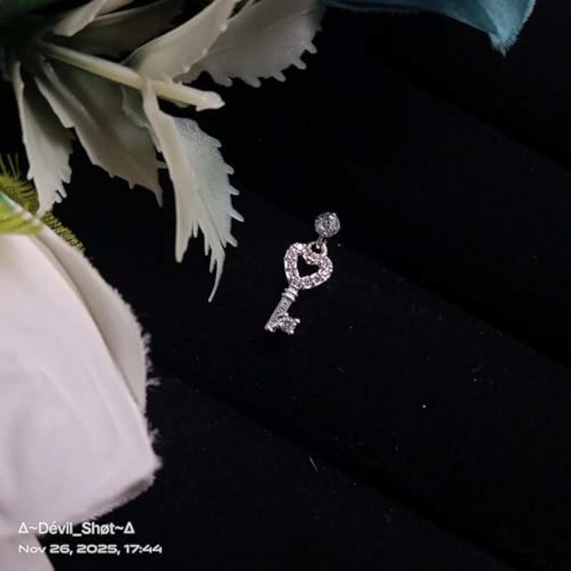 Dainty Heart-Key Dangle Piercing Charm, Silver-Tone Jewelry