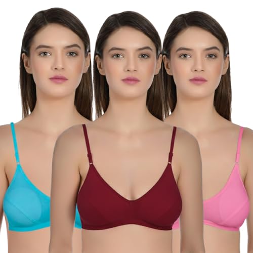Image of Aimly Women's Cotton Non-Padded Non-Wired Low Coverage Regular Bra Pack of 3