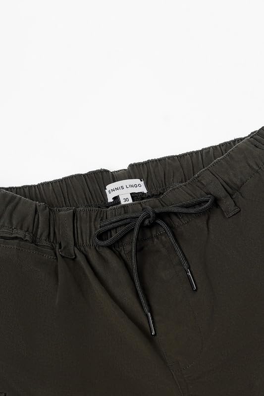 Image of Dennis Lingo Men's Cotton Lycra Full Length Solid Slim Fit Cargo Trousers