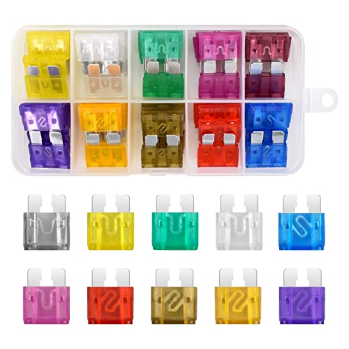 Colexy 50Pcs Fusibles Coche Kit + 1 Clip para Fusibles, Mediano Fusible Coche, Automóvil Fusible para Coche/Caravanas/Furgoneta/Moto (3A 5A 7.5A 10A 15A 20A 25A 30A 35A 40A)
