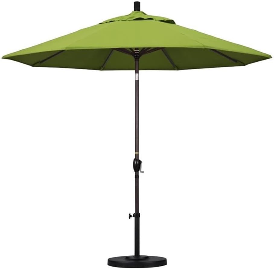 Pemberly Row 9-Foot Patio Umbrella, Aluminum Frame, Sunbrella Macaw Finish, Easy Crank Lift and Push-Button Tilt, Sturdy Olefin Shade for Outdoor Patio or Terrace