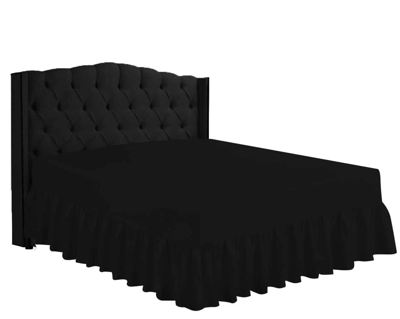 Home Ace Black Non Iron Percale Poly Cotton Fitted Single Valance