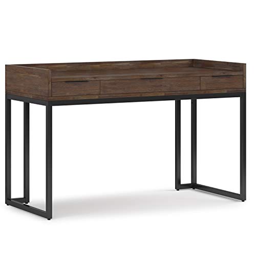 SIMPLIHOME Milverton SOLID WOOD and Metal 54 inch Wide Home Office Desk, Writing Table, Workstation, Study Table Furniture in Rustic Natural Aged Brown