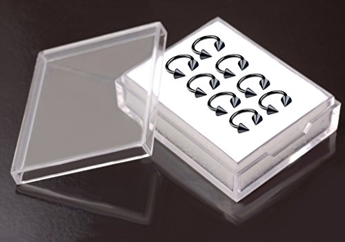 8pcs 16g Horseshoe Ring Circular Barbell Cartilage Hoop Septum Nose Lip Eyebrow Spider Bite Tragus Black Spike Ear Pick Size3