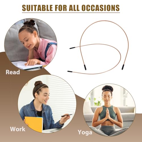 Image of 2 Pcs Metal Headbands for Women, Brown Headpiece Wire Headband Trendy & Cute, Thin Head Band Simple and Stylish Headwear Hair Accessories (Brown)