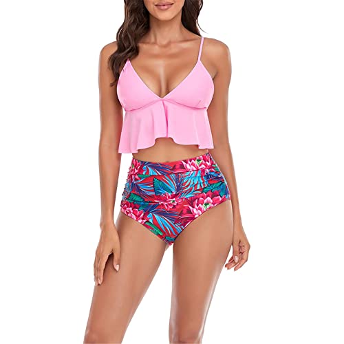 Maillot de bain 2 pièces grande taille à volants idéal pour vos vacances à la plage