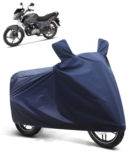 Image of FABTEC Two Wheeler UV Protection & Dustproof Bike Cover Compatible with Hero Glamour Xtec (Blue)