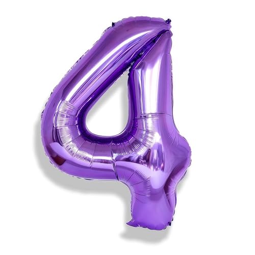 Image of 40 Inch Number Balloons 4 for Kids, Large Purple Number Balloon with Foil Helium for Girls Women 40 Years Old 4th Birthday Party Decorations Anniversary Graduation Party Decoration Supplies