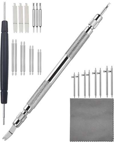 TICFROG Watch Band Pins Kit -Watch Spring Bar Replacement-Bands Strap Removal Repair Tool with 6 Extra Tips Pins & 12PCS Heavy Duty 316 Stainless Steel Watch Pin(16mm-22mm)