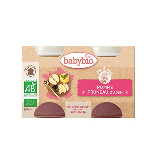 Babybio pomme & pruneau 4 mois et+ lot de 2x130g