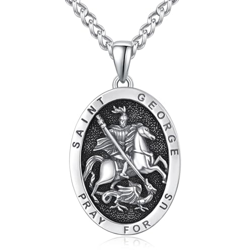 Patron Saint Medals for Men, Amulet Pendant Necklace, Protection Catholic Jewelry Religious Gifts for Men with 2.5mm 22
