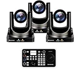 AVKANS NDI Camera Bundle - 30X Auto Tracking NDI PTZ(3 Units) with Super Joystick Controller for Church Live Streaming Services.