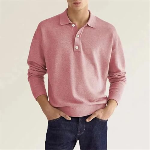 Men’S Long Sleeve V-Buckle Casual Anti-Wrinkle Loose Fit Knitted Top2